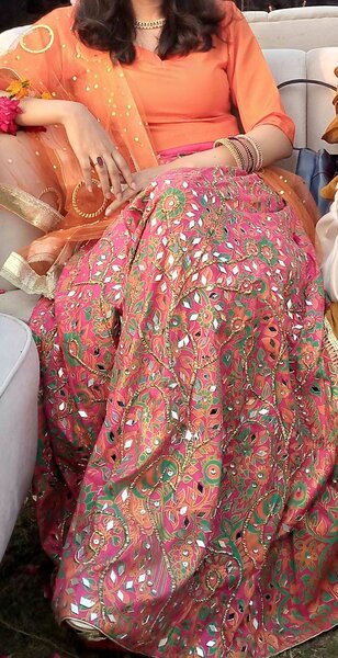 Orange and Pink Lehenga Choli