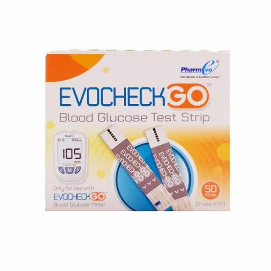 EVOCHECK GO GLUCOMETER 50 SUGAR TESTING STRIPS 2 X 25