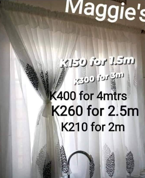 white kitchen curtain with black leaves