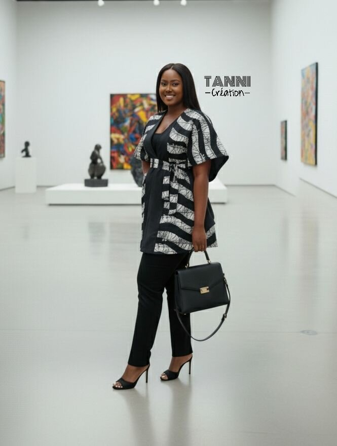 Cape élégante en noir et blanc