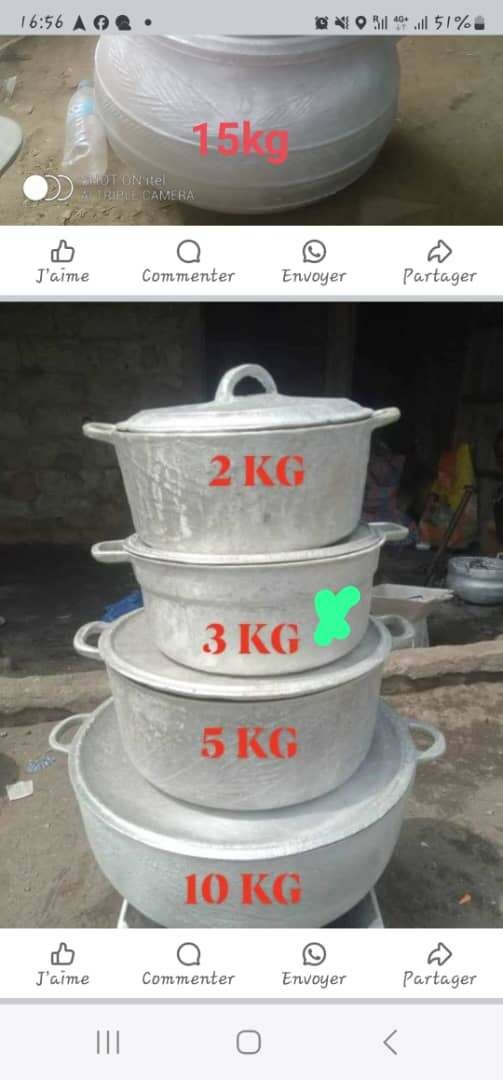 Marmites,casserole, louches,thetiaire,fourneau, écumoire..