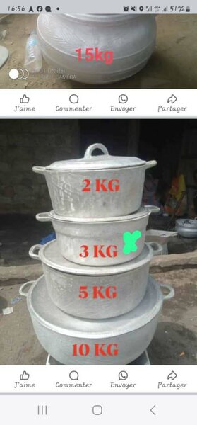 Marmites,casserole, louches,thetiaire,fourneau, écumoire..