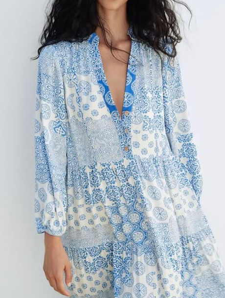 When in Greece Blue & white Printed maxi dress