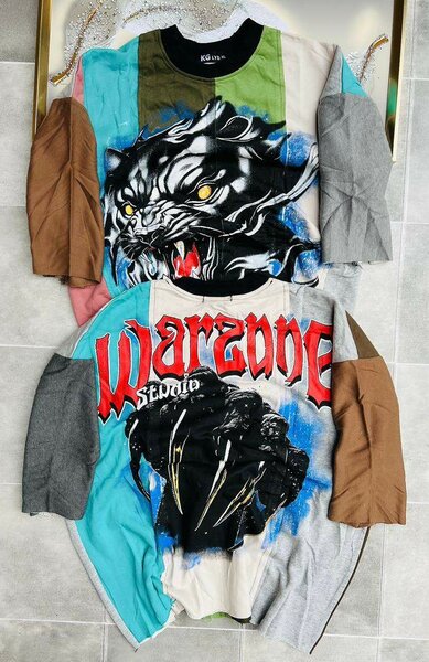 T-shirt graphique patchwork unisexe