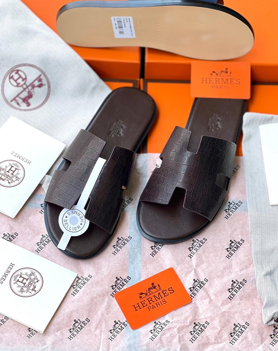 Hermes leather slides