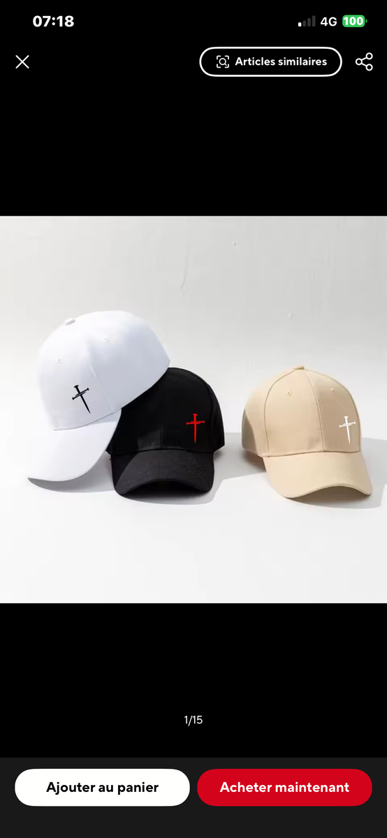 Casquettes brodées style croix