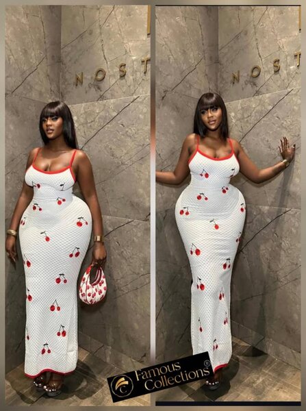 Robe Longue Blanche Imprimé Cerises