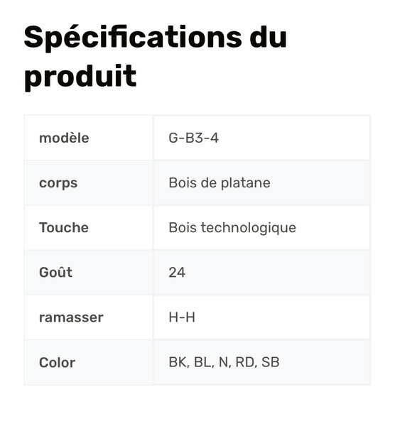 Guitare basse 4 cordes G-B3-4