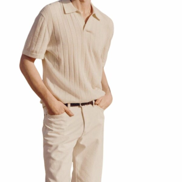 Polo en maille beige