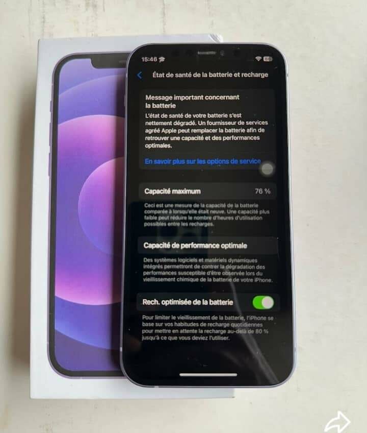 iPhone 12 Pourpre - Écran Fissuré