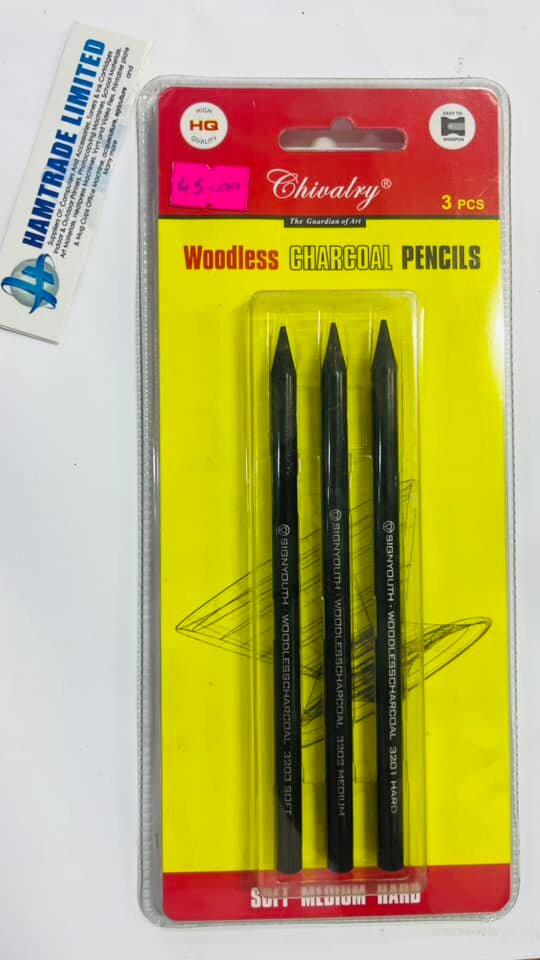 Woodless CHARCOAL PENCILS 3 pcs