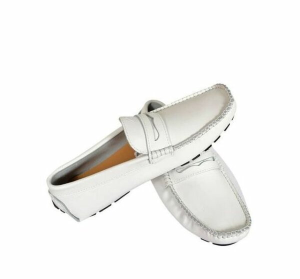 Mocassins blancs en cuir homme