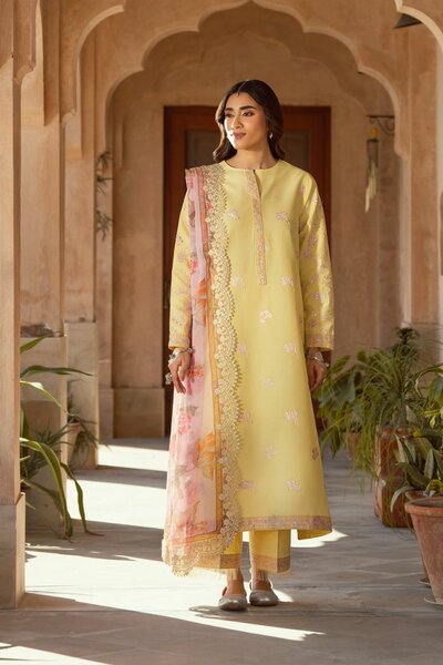 Stitched embroidered lawn 3 piece