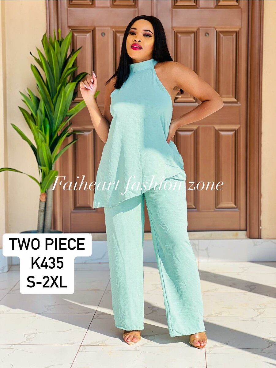 Women's set light turquoise, Long Sleeveless top and pants Sizes: S,M,L,XL,2XL