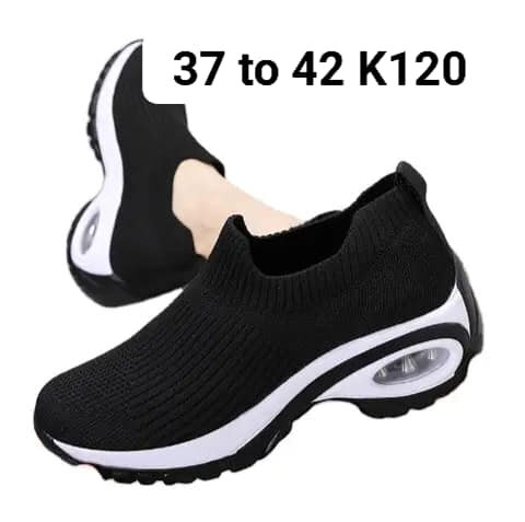 Stylish unisex black sport sneakers without laces. Size 37 to 42