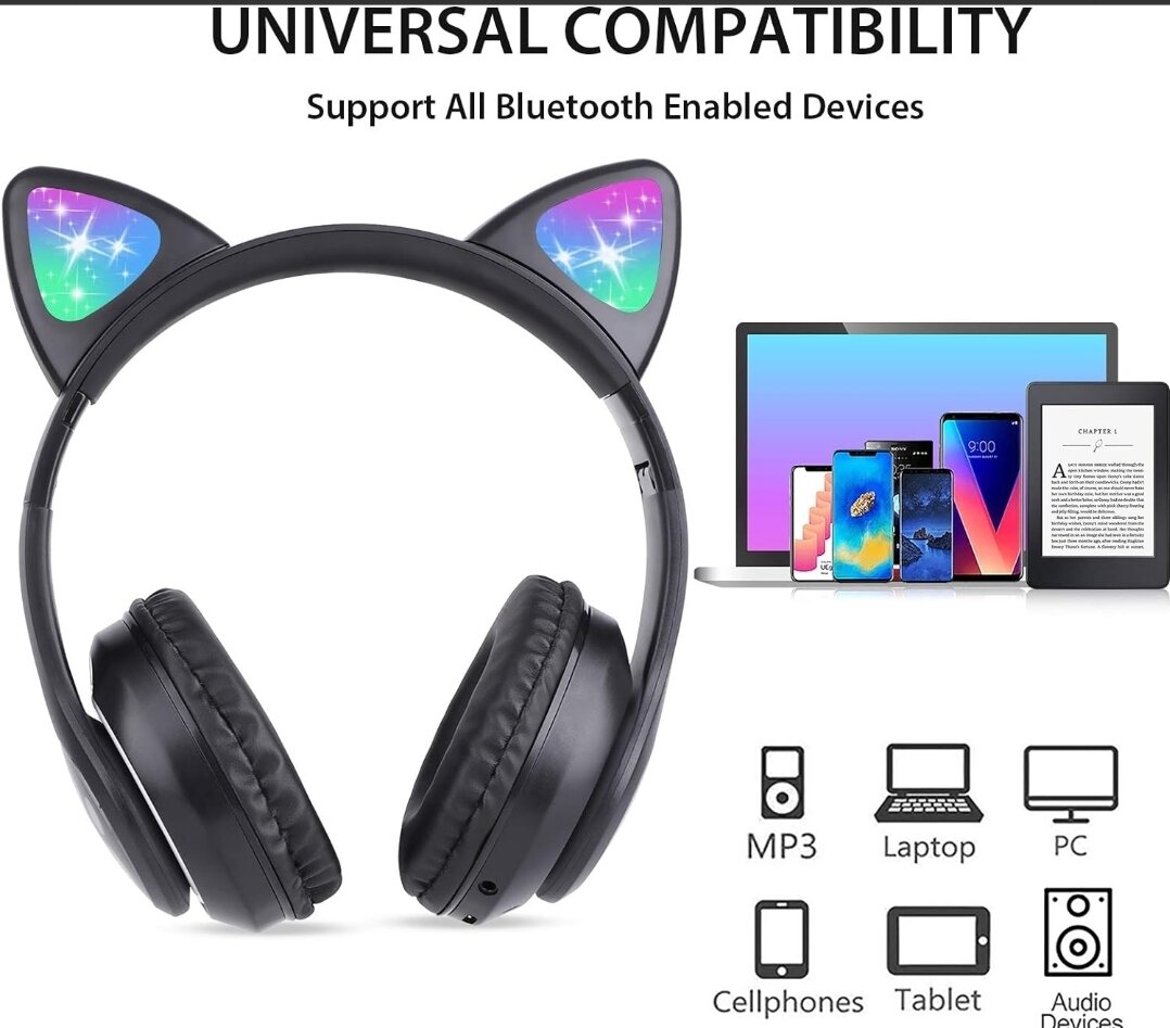 Cat Ear Wireless Bluetooth Headset black