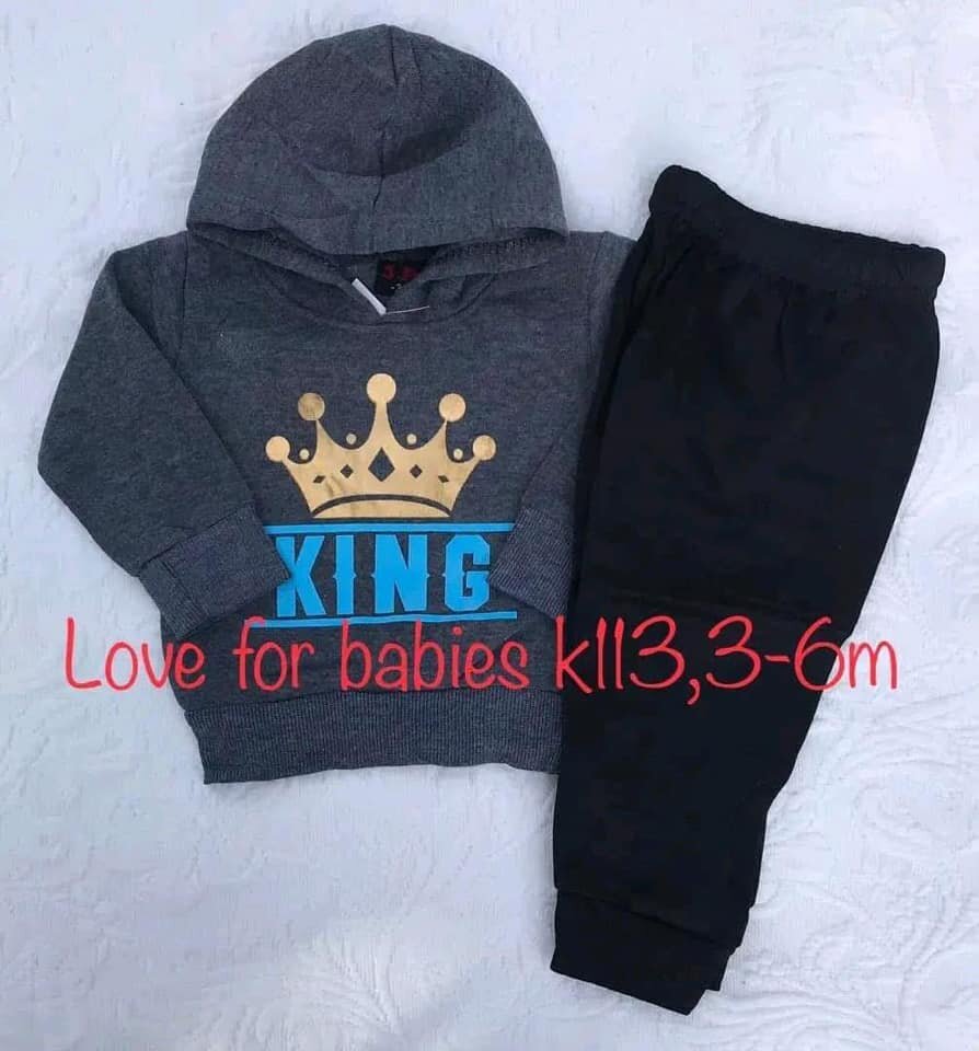 Gray-black sports suit with print, 3-6m