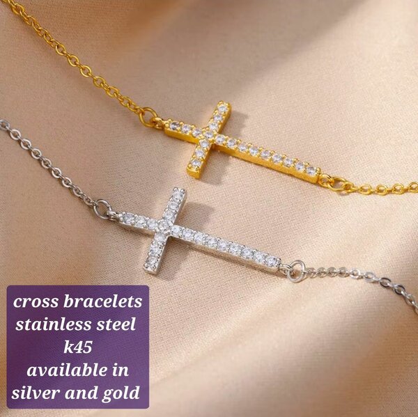 Diamond cross bracelet