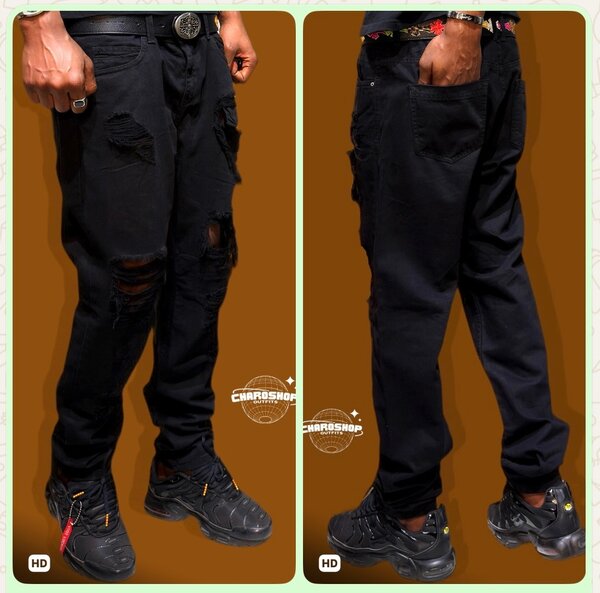 Jean déchiré noir homme