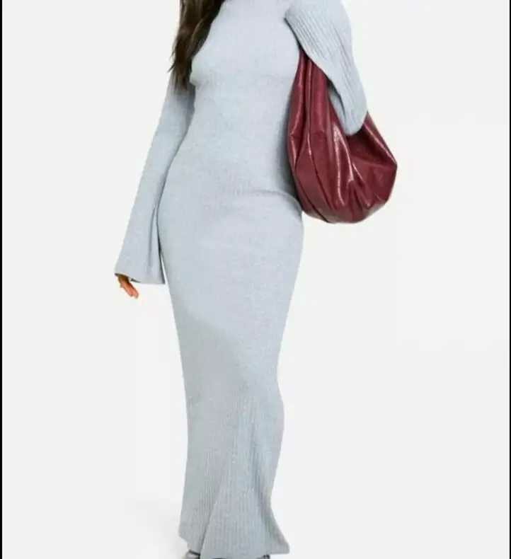 Wide ribbed long sleeve dress