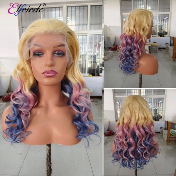 Elfriede #613/Pink/Blue Lace Front Wigs for Women Loose Wave