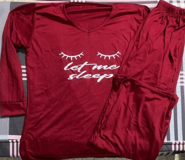 Comfortable 2 PCs woman's night suit in maroon Fleece With