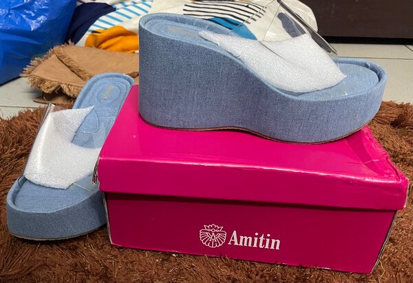 Sandales compensées décontractées en denim