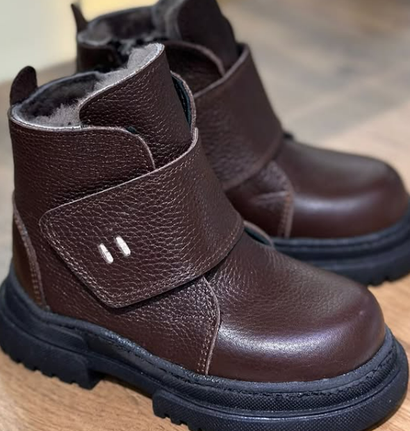 Зимние ботиночки из натуральной зернистой кожи 🔝