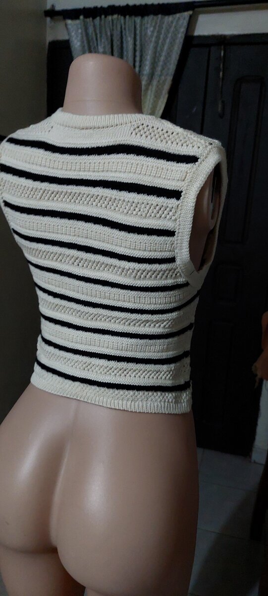 Chic gilet rayé bouton