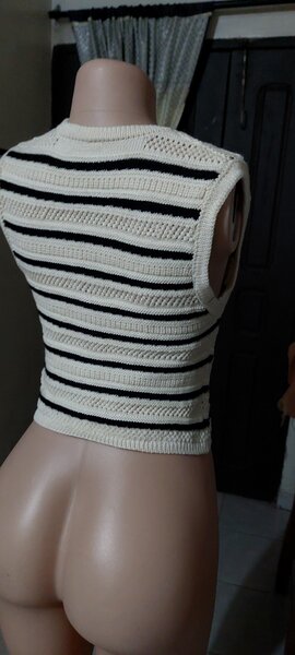 Chic gilet rayé bouton