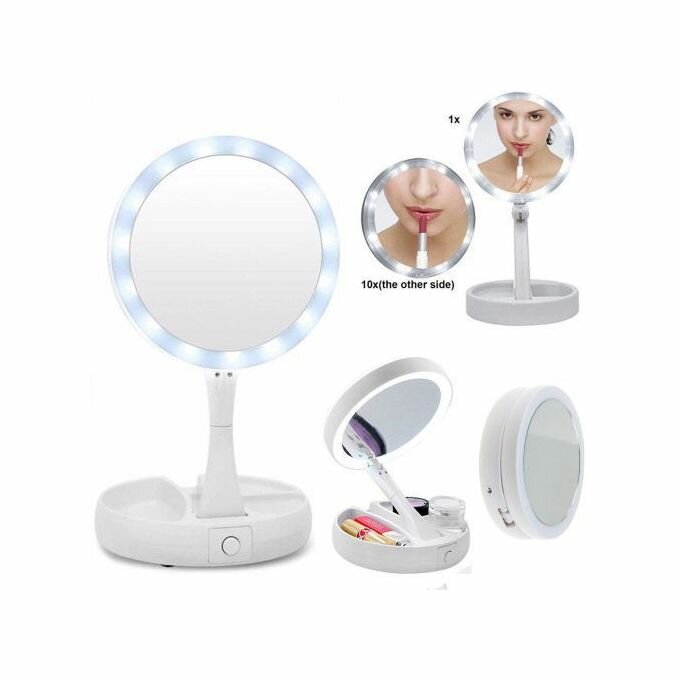 Miroir De Maquillage Avec Lampe LED Pliable