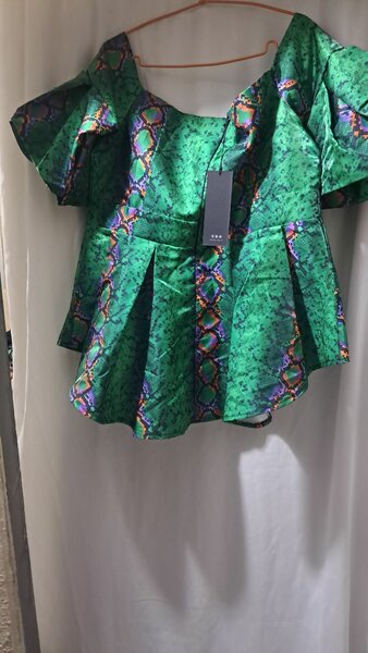 Blouse vintage verte imprimée