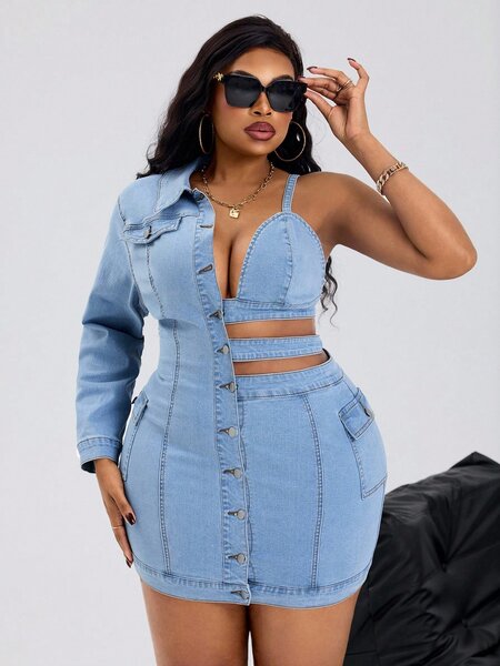 Combi-short en denim chic