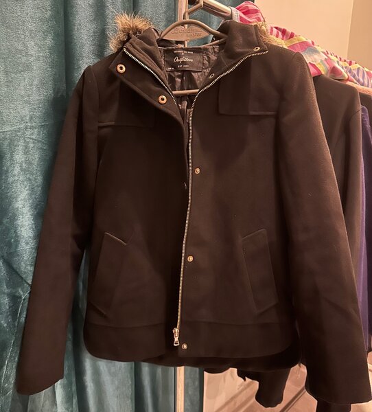 Black hooded coat