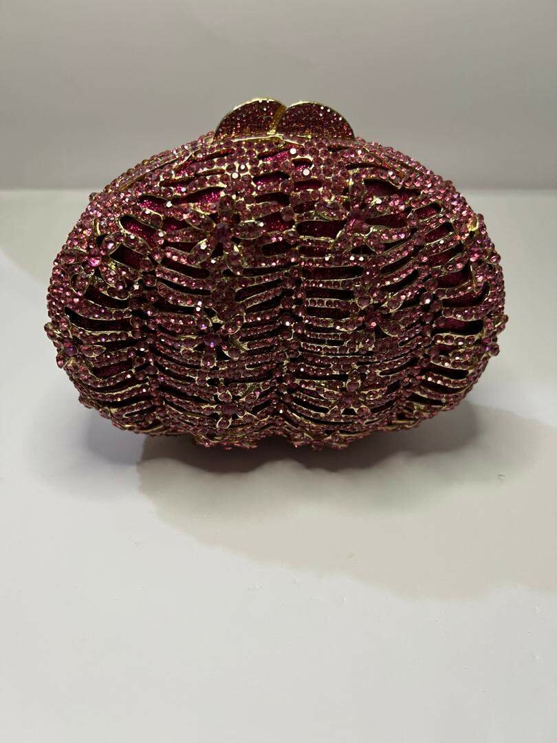 Fuchsia Pink Oval Clutch Purse