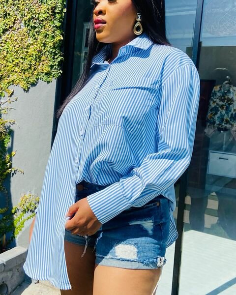 Oversized light blue stripped shirts