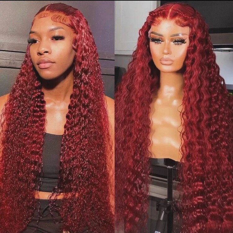 Wig straight , body waves , deep waves Frontale Lace red 99J