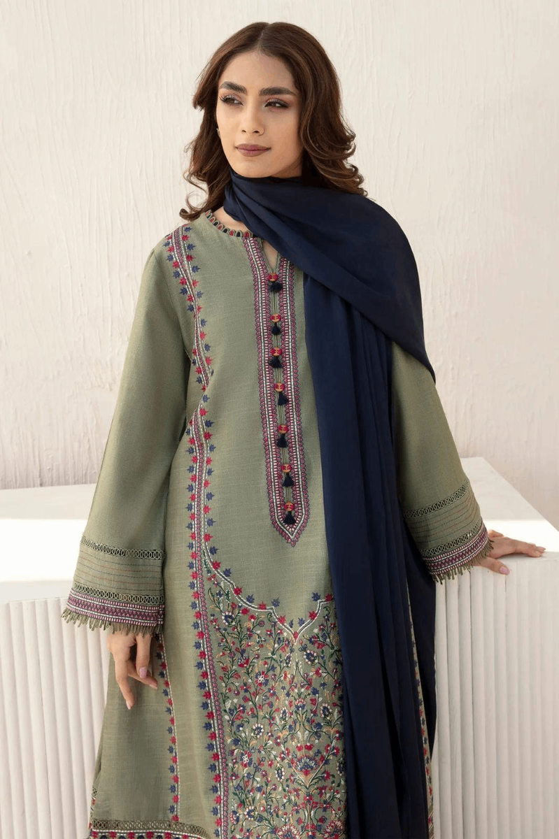 3 PCs Women's Unstitched Embroidered Suit