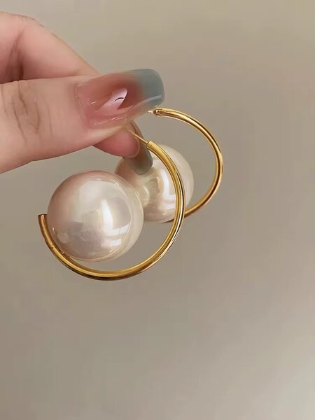 Elegant Pearl Hoop Earrings