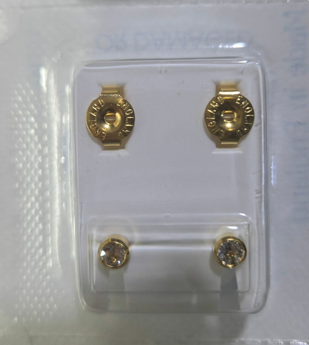 Gold Stud Earrings with Backs