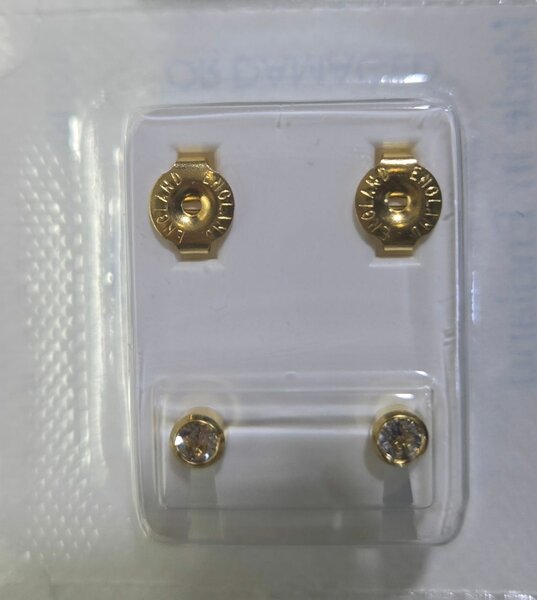 Gold Stud Earrings with Backs