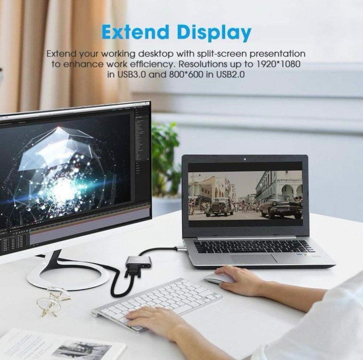 Adaptateur USB 3.0 Vers HDMI+VGA