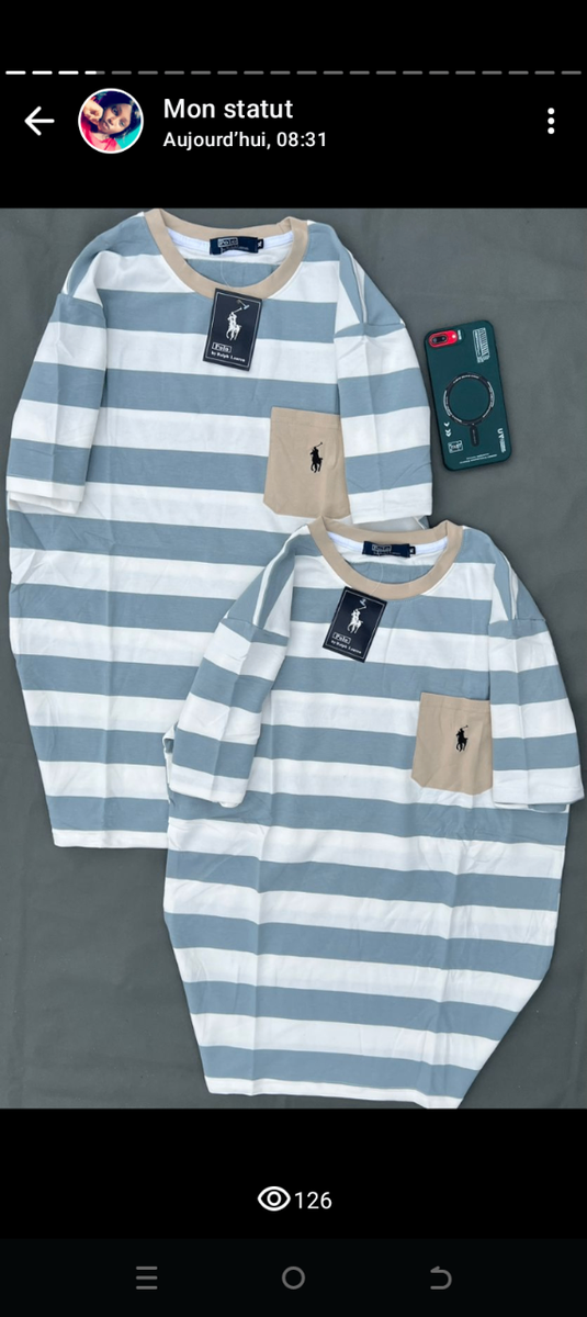 T-shirts à rayures unisexes