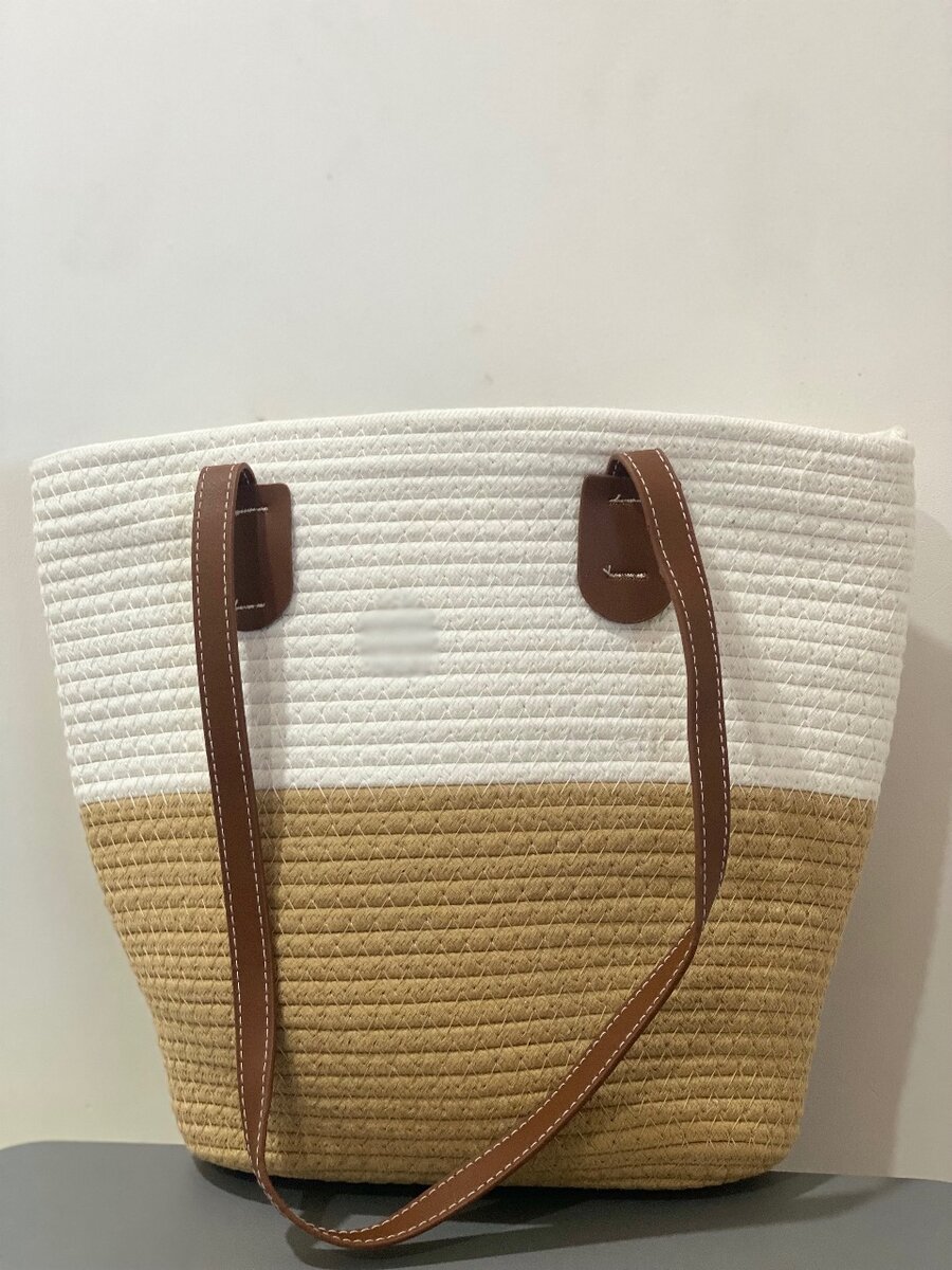 White and beige handbag