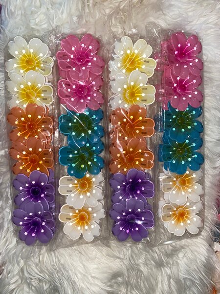 Pince à cheveux fleurs colorées