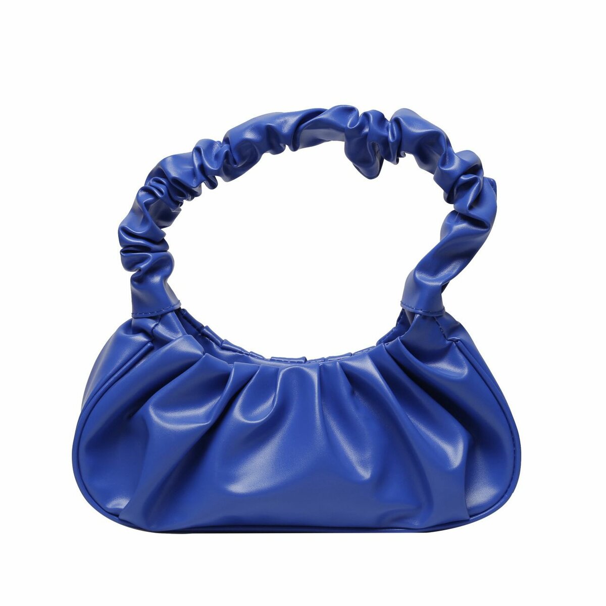 Sac à main bleu plissé