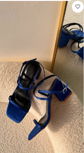 Odelia Blue Ankle Strap Block Heels