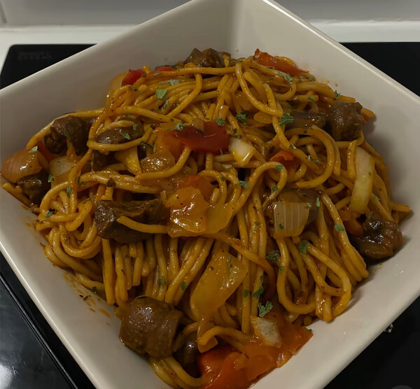 Spaghetti sautées au rognon