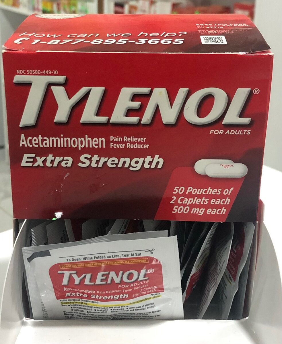 TYLENOL EXTRA STRENGTH 500MG POUCHES 2 CAPLETS