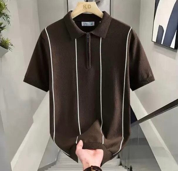 Polo en maille rayée